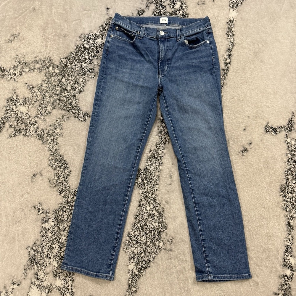 Edwin Jeans‎ Womens Size 28 Blue Stretch Denim Straight Leg Premium Cotton